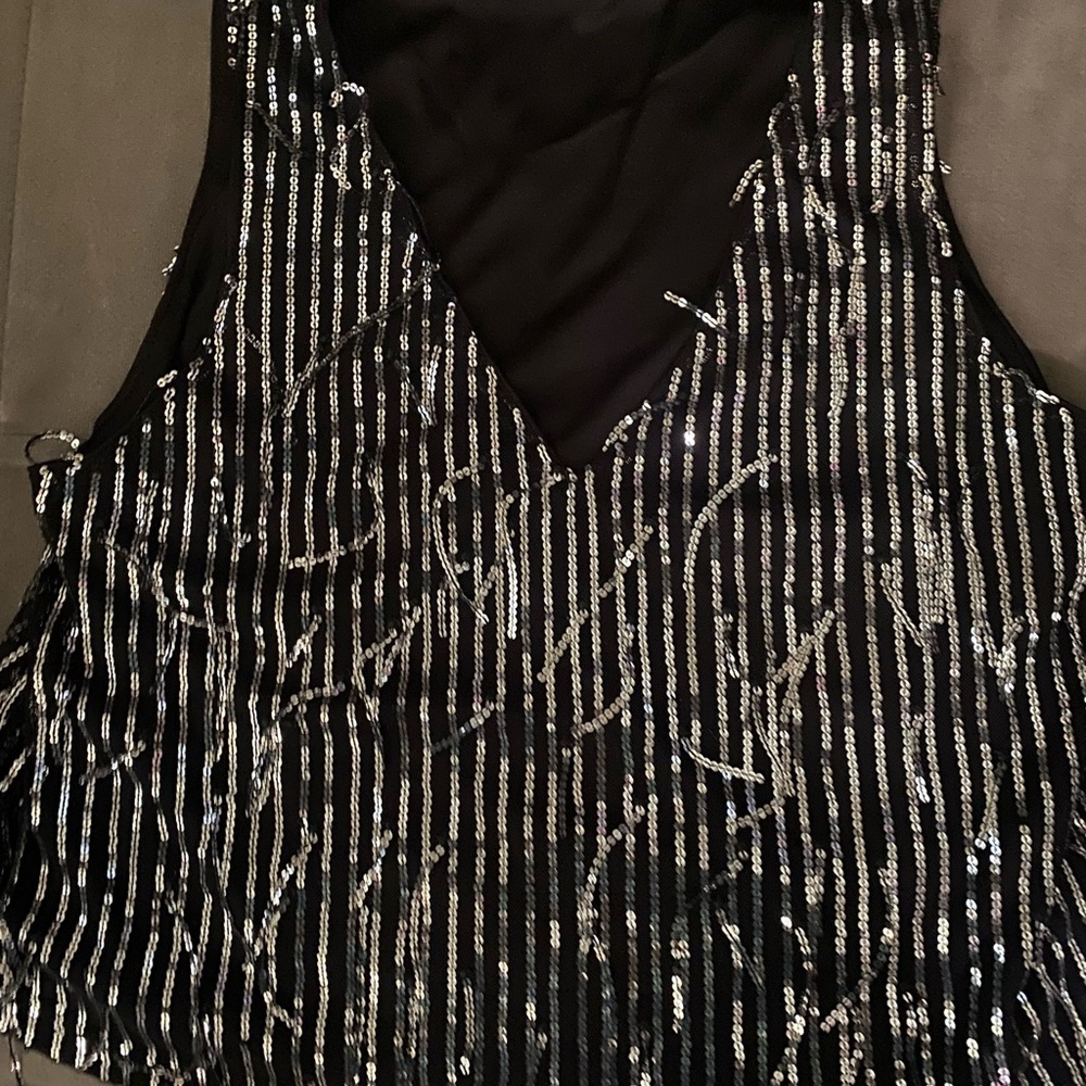 Timing Black and Silver Sequin Tank Top